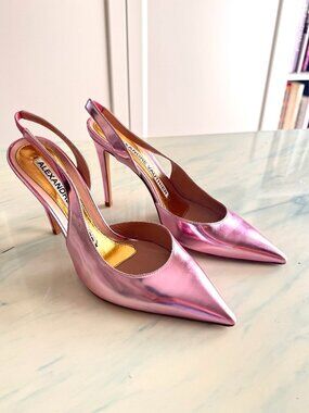 Alexandre Vauthier Metallic Pink 4-inch Slingback Heels, Size 38.5